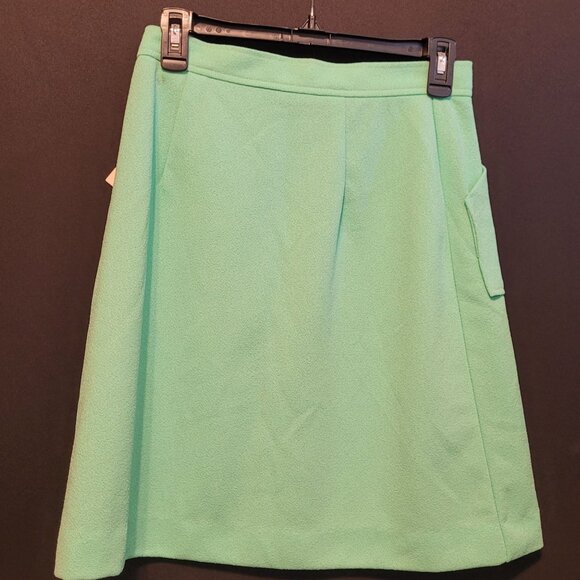 Vintage Polytron A Line Skirt Devonette Orig Tags Lt Green Sz 13 Button Up - Picture 8 of 8